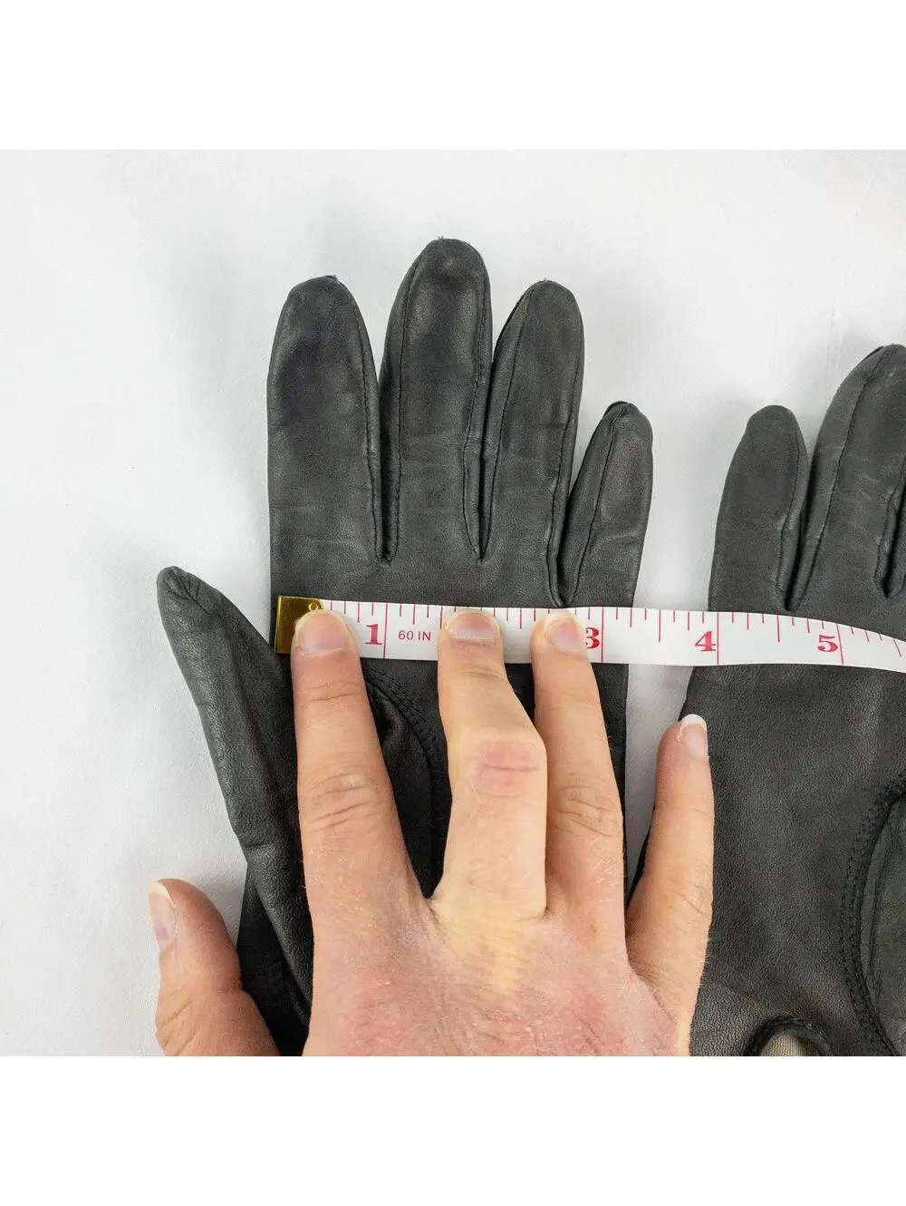 Fownes Vintage Dark Gray Leather Drive Gloves Women Medium 7